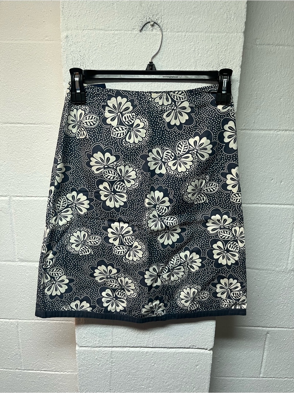 Boden Navy and Cream Floral A-Line Skirt